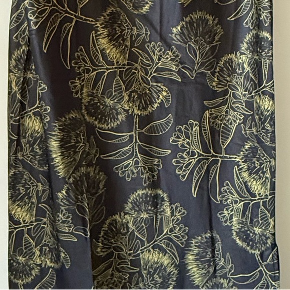 No’eau Designs Black Satin Slip Dress with Gold Metallic Floral Print - Picture 2 of 3